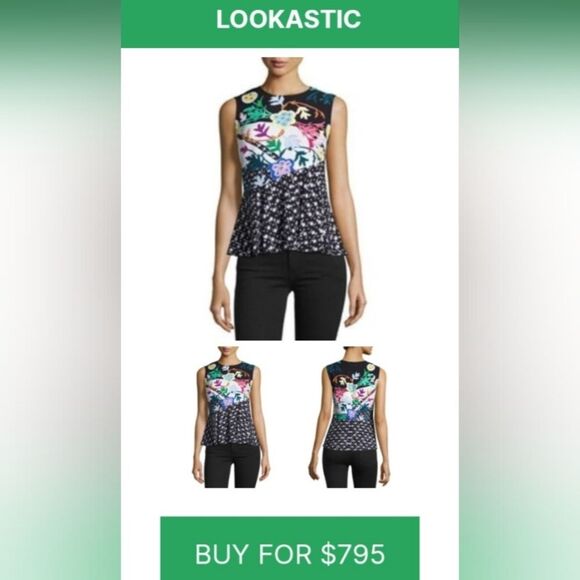 peter pilotto multiprint peplum sleeveless blouse size 6 - Picture 7 of 7